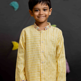 Yellow kurta and white dhoti set