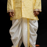 Yellow kurta and white dhoti set