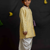 Yellow kurta and white dhoti set