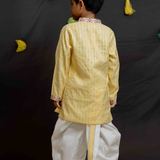 Yellow kurta and white dhoti set