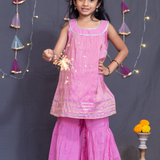 Pink shimmer sharara set