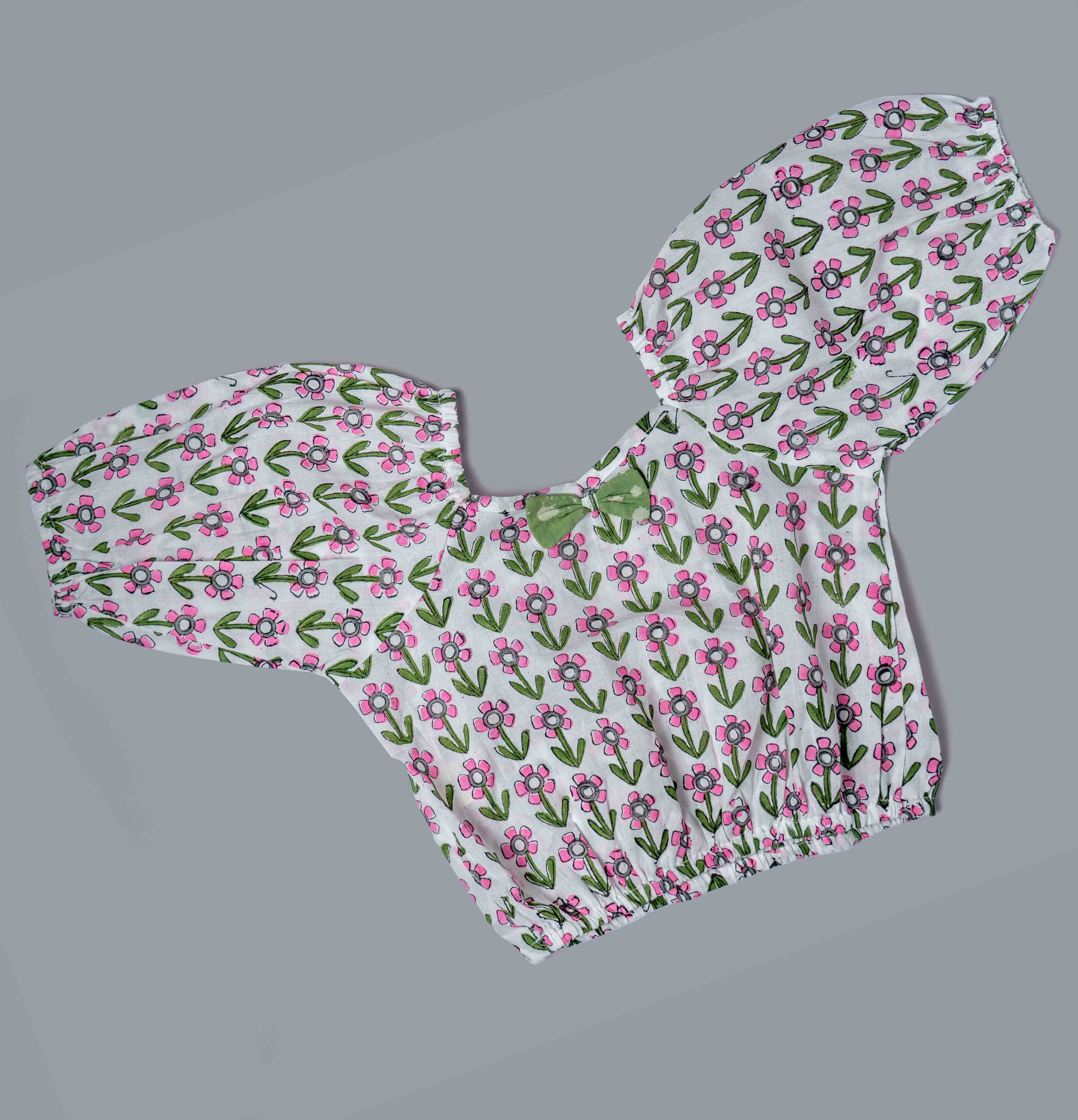 Block print cotton crop top