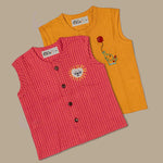 Set of 2 cotton Jablas with emnroidery