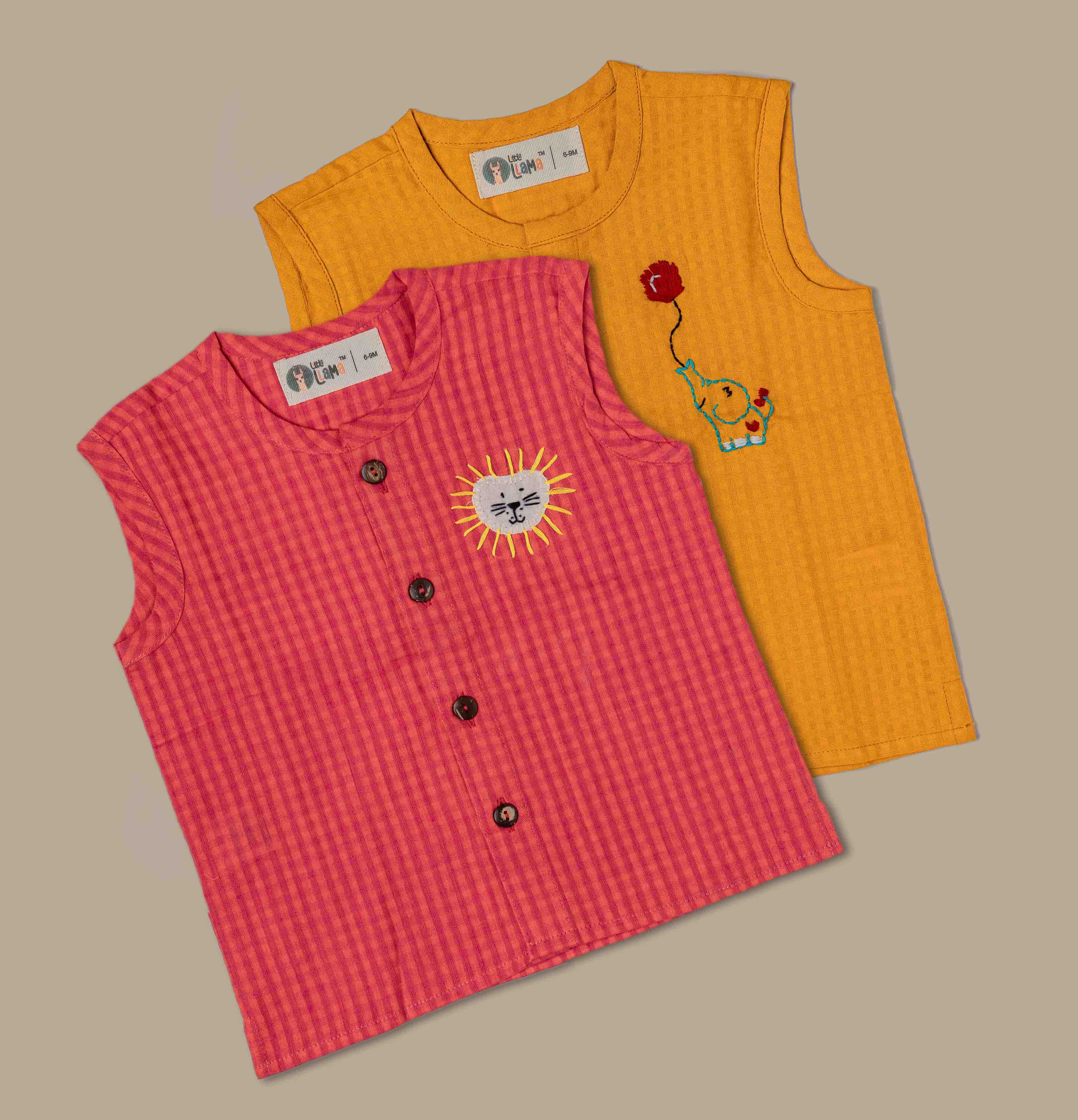 Set of 2 cotton Jablas with emnroidery