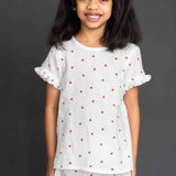 Red Hearts White Gauze Lounge Wear
