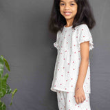 Red Hearts White Gauze Lounge Wear