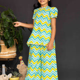 Blue zigzag ethnic set girls