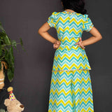Blue zigzag ethnic set girls