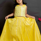 Yellow pearlwork lehenga set