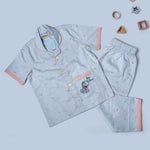Blue Dobby Cotton Pajama Set