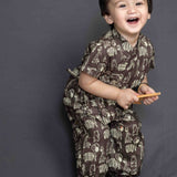 Unisex Soft Brown Animal Print Baby Jabla Set