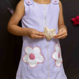 Lilac flower patch frock dungaree
