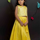 Yellow pearlwork lehenga set
