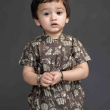 Unisex Soft Brown Animal Print Baby Jabla Set