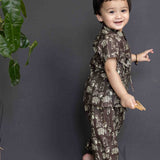 Unisex Soft Brown Animal Print Baby Jabla Set