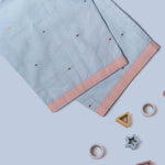 Blue Dobby Cotton Pajama Set with embroidery