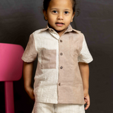 Brown assymetric seersucker coord set