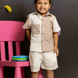 Brown assymetric seersucker coord set