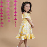 Yellow Shibori Dress For Girls