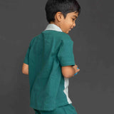 Shades Of Green Boys Gauze Coord Set