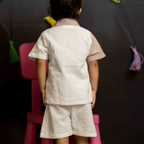 Brown assymetric seersucker coord set