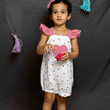 White red hearts baby romper