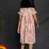 Peach Floral Cotton Gauze Dress