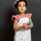 White red hearts baby romper