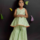 Green mirror girls sharara set