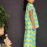Blue zigzag ethnic set girls