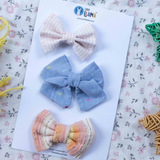 Pink, Blue and Orange Set of 3 Bows
