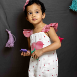 White red hearts baby romper