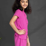 Pink Gauze Unicorn Girls Lounge Wear