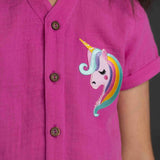 Pink Gauze Unicorn Girls Lounge Wear