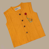 Yellow cotton Jabla with elephant embroidery