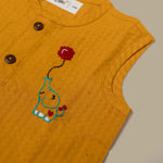 Yellow cotton Jabla with elephant embroidery