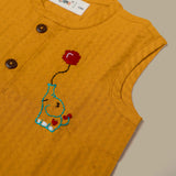 Yellow cotton Jabla with elephant embroidery