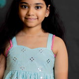 Blue mirror girls kurta and salwar set