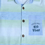 Blue horizontal stripes shirt with wooden Buttons