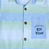 Blue horizontal stripes shirt with wooden Buttons