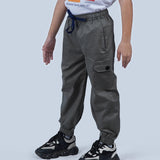 Grey Jogger Twill Pants for Boys