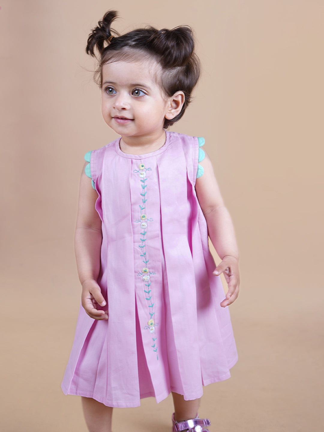 Baby Girl's Pink Scallop Dress littlellama.in Baby Girl's Pink Scallop Dress littlellama.in