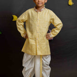 Yellow kurta and white dhoti set