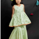 Green mirror girls sharara set