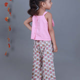 Pink Bow top and Printed Palazzo Set