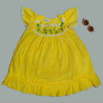 Yellow Flowers Hand Embroidery Frock - littlellama.in