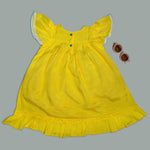 Yellow Flowers Hand Embroidery Frock - littlellama.in
