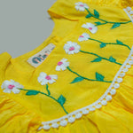 Yellow Flowers Hand Embroidery Frock - littlellama.in