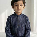 Navy blue boys lurex kurta set
