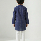 Navy blue boys lurex kurta set